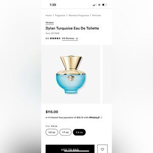 Versace Dylan Turquoise 3.4 oz used only several times